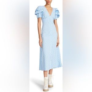 Betsy Johnson Blue Gingham Maxi Dress NWT